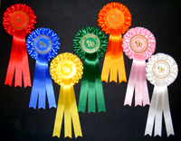 2 tier Lord rosettes in standard 1st to 7th place colours